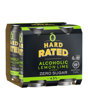 Hard Rated Zero Sugar Lemon Lime 10 Pack Cans 375mL x 24 Case